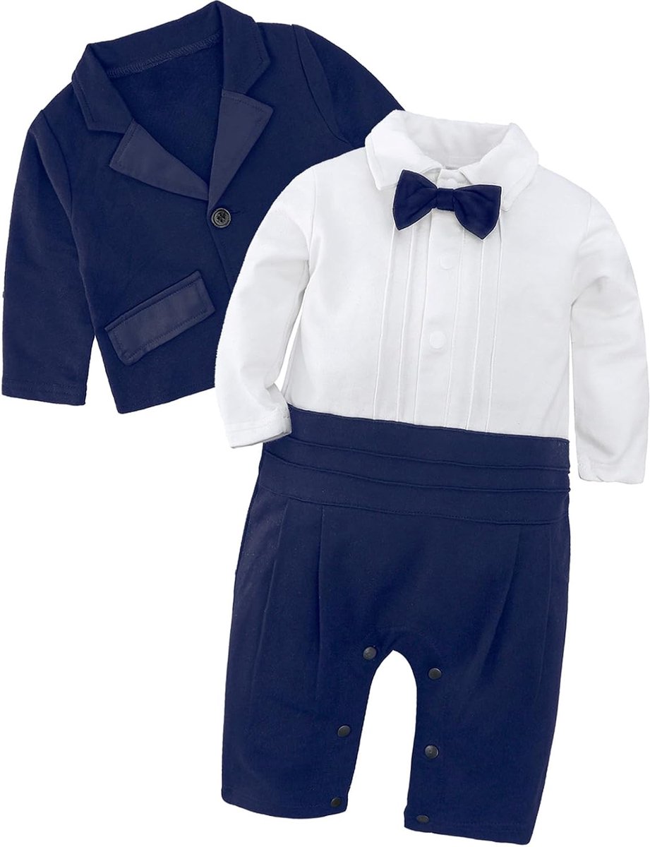 mintgreen Babyjongen Heer Romper, 2 -Stcs pakset Bruiloft Kleding met Vacht, 6-24 maanden