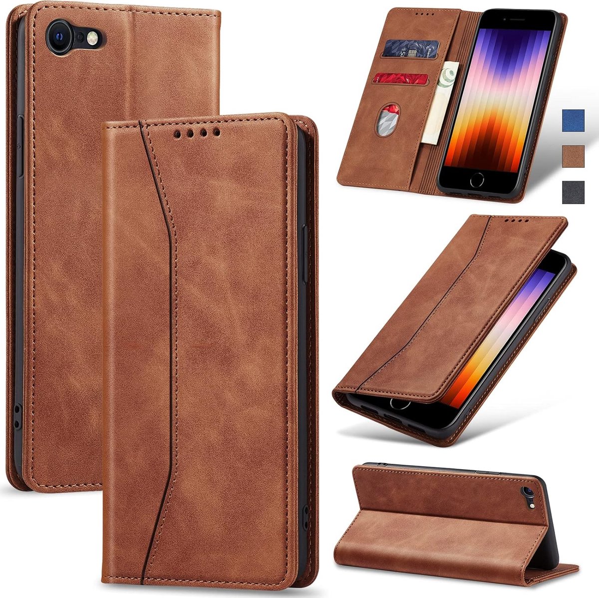 Hoesje voor iPhone SE 2020/2022/8/7/6,Bruin