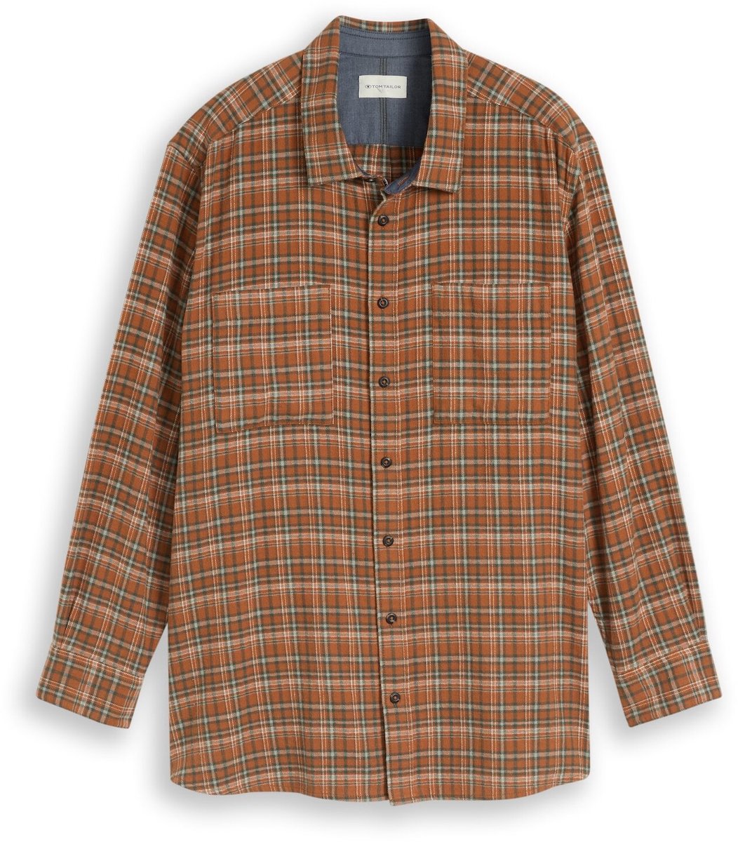 Tom Tailor - Plus Size - Flanellen overhemd met ruitjespatroon - Maat 5XL - brown orange based mint check
