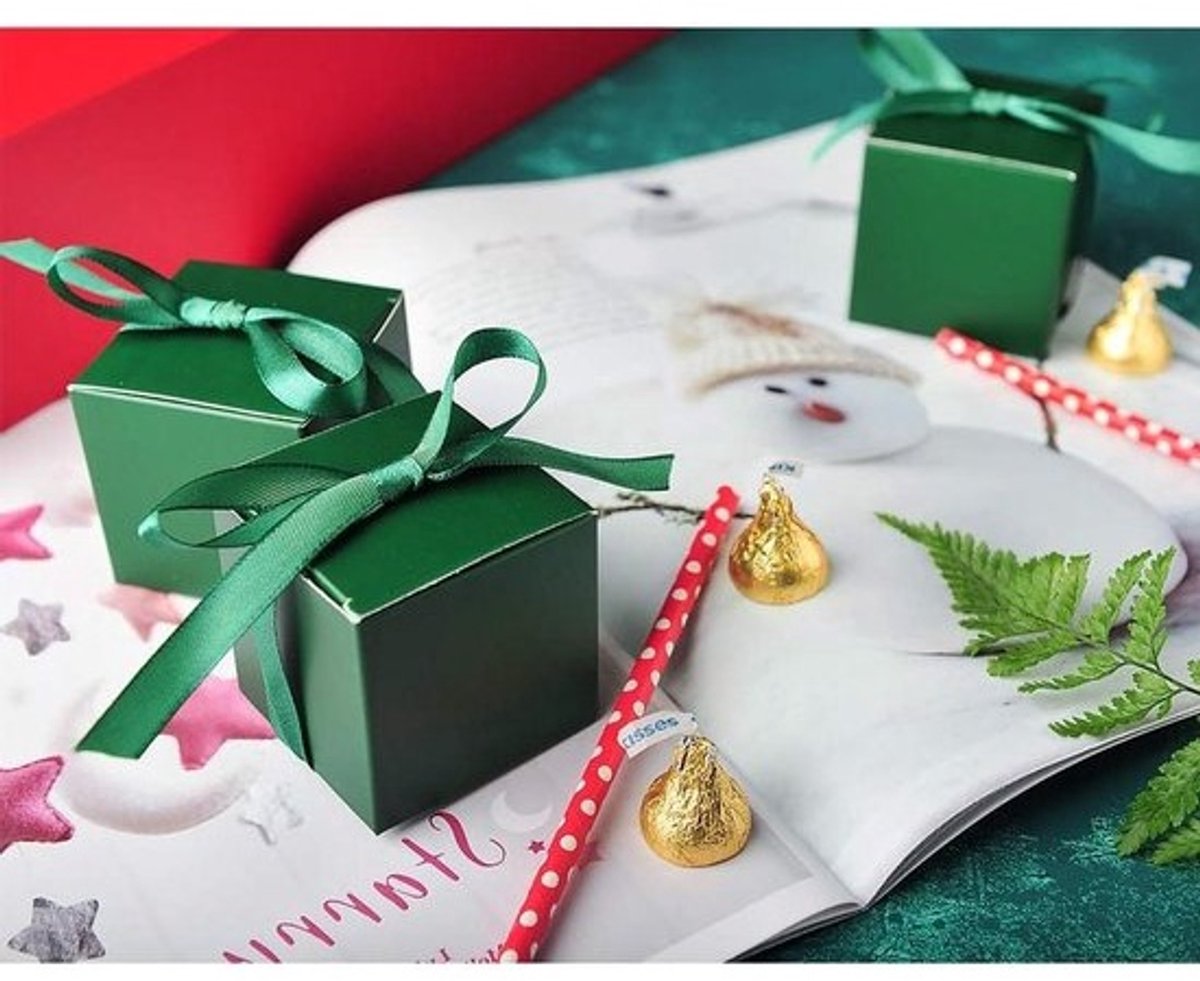 Cadeaudozen - Bedankdoosjes - Feestelijke Presentatie - Inclusief Lint - 50 Stuks - Donkergroen