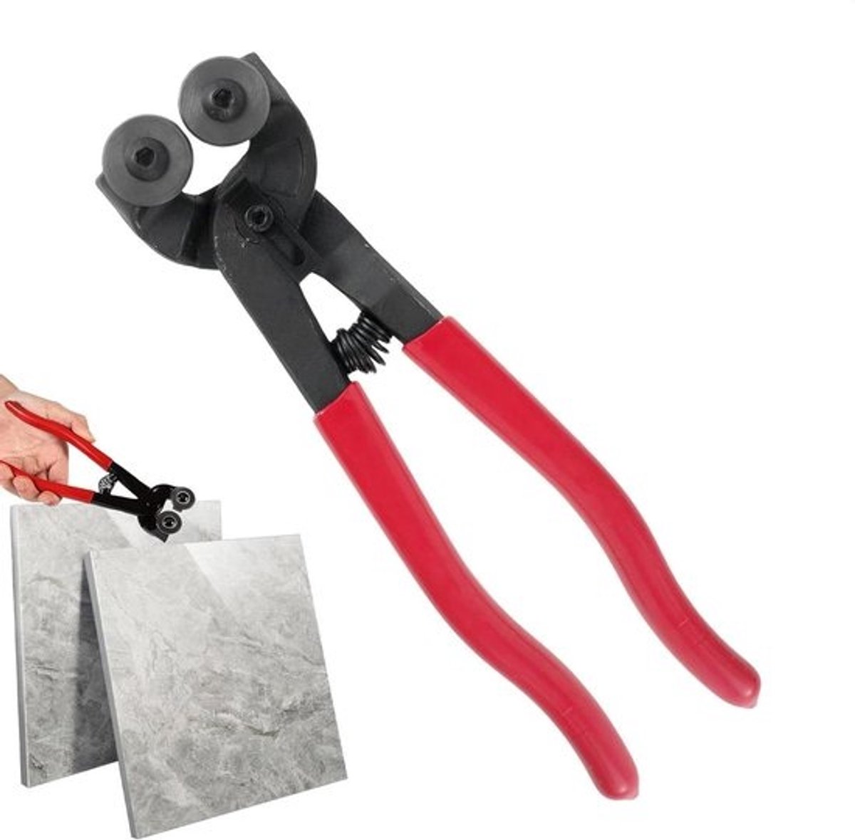 Keramische Tegelsnijder - Tegeltang Mozaïek - Nauwkeurig Snijden - Dubbele Snijder - 18 cm Zaagdiameter - Zwart