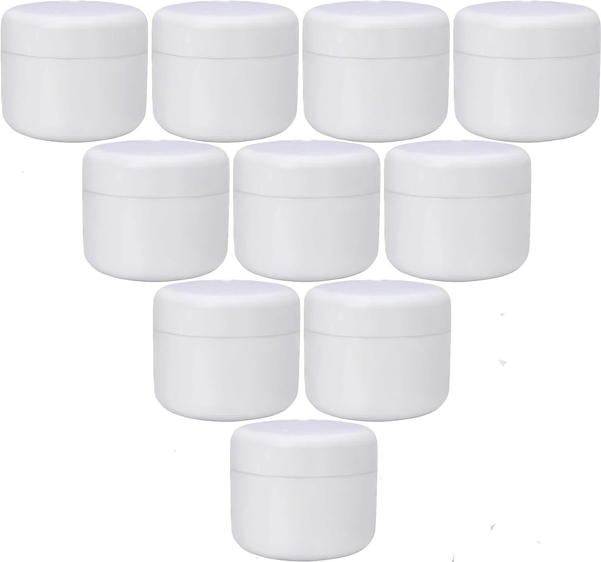 Dailygoods- Cosmetica Pot 50g - 10 Stuks - Transparant Plastic - Met Schroefdop - Reiskoffer - Geschikt voor Crèmes en Make-up - Cosmetica Container