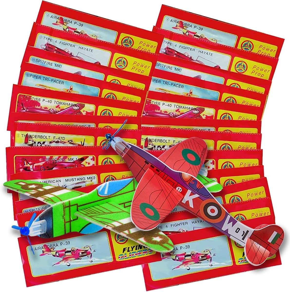 Vliegtuigen, piepschuimvliegtuig, 24 stuks, piepschuimvliegtuigen, zweefvliegtuigen voor kinderen, schuimrubber, voor cadeau, verrassing, afzonderlijk verpakt