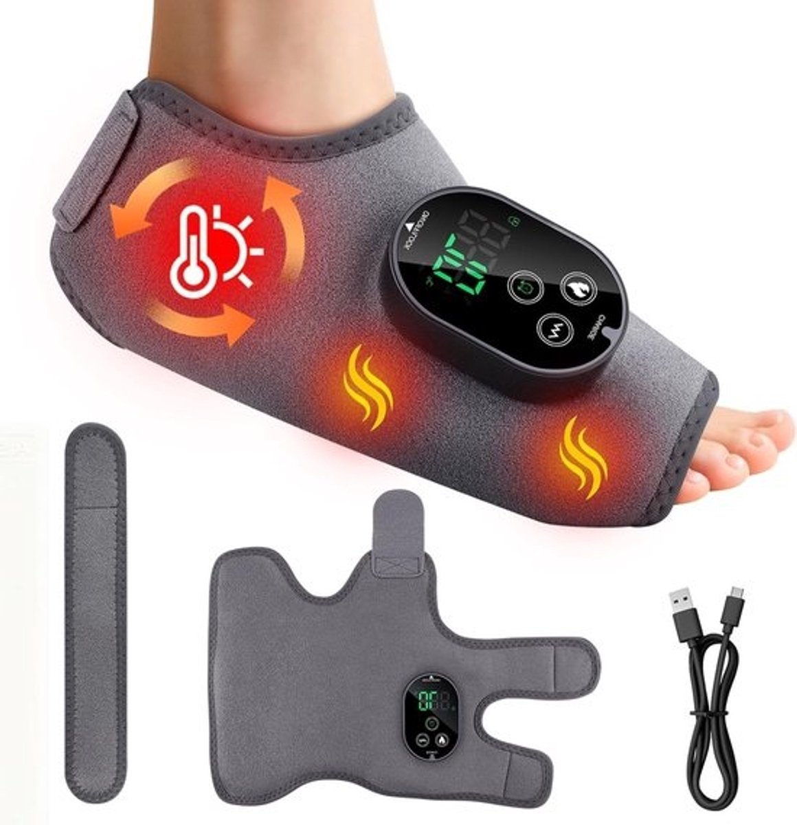 Voet Massager - Voet Verzorger - Ontspanning Bevorderen - Met Warmte Therapie - 3000mAh Batterij - Zwart