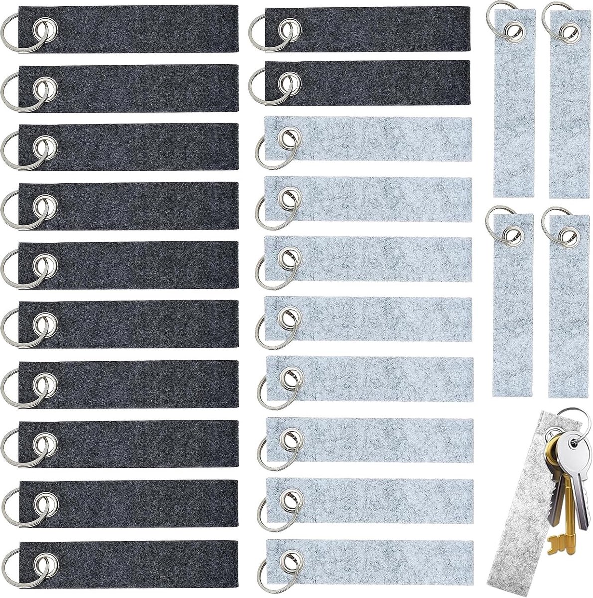 Kleurige vilt sleutelhangers set van 24 stuks - Unieke en creatieve accessoires voor sleutels, tassen en cadeaus