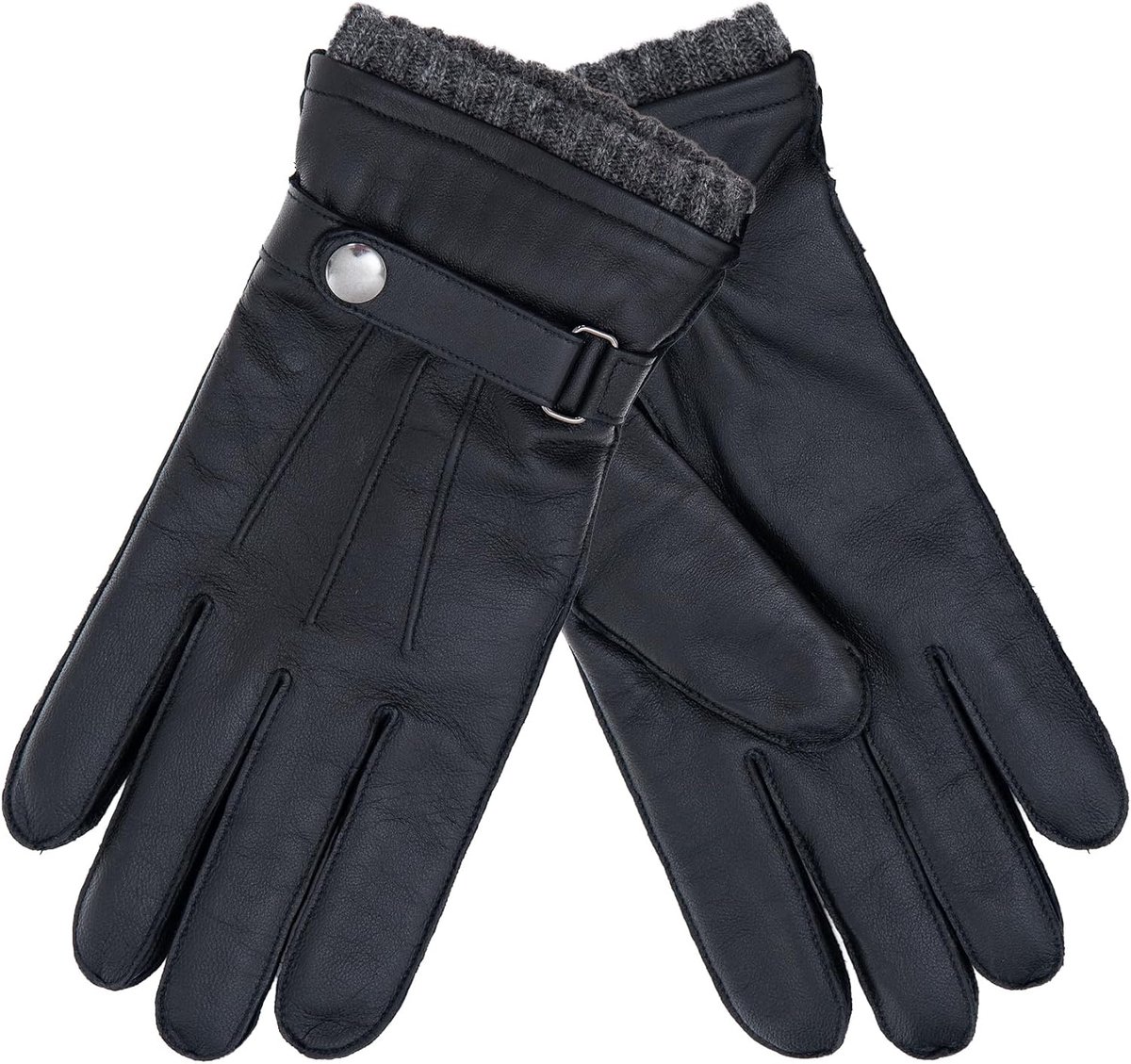 Handschoenen voor heren - smartphone-touch-functie - 100% schapennappaleer met voering van 100% wol - zwart en bruin - warme en hoogwaardige winterhandschoenen