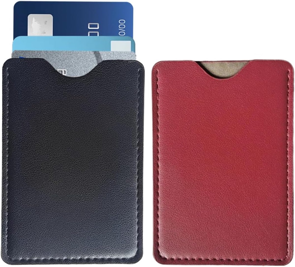 2-delige kaarthouder voor heren en dames, leer, RFID-slim, klein, voor 2-4 kaarten, cadeau voor mannen