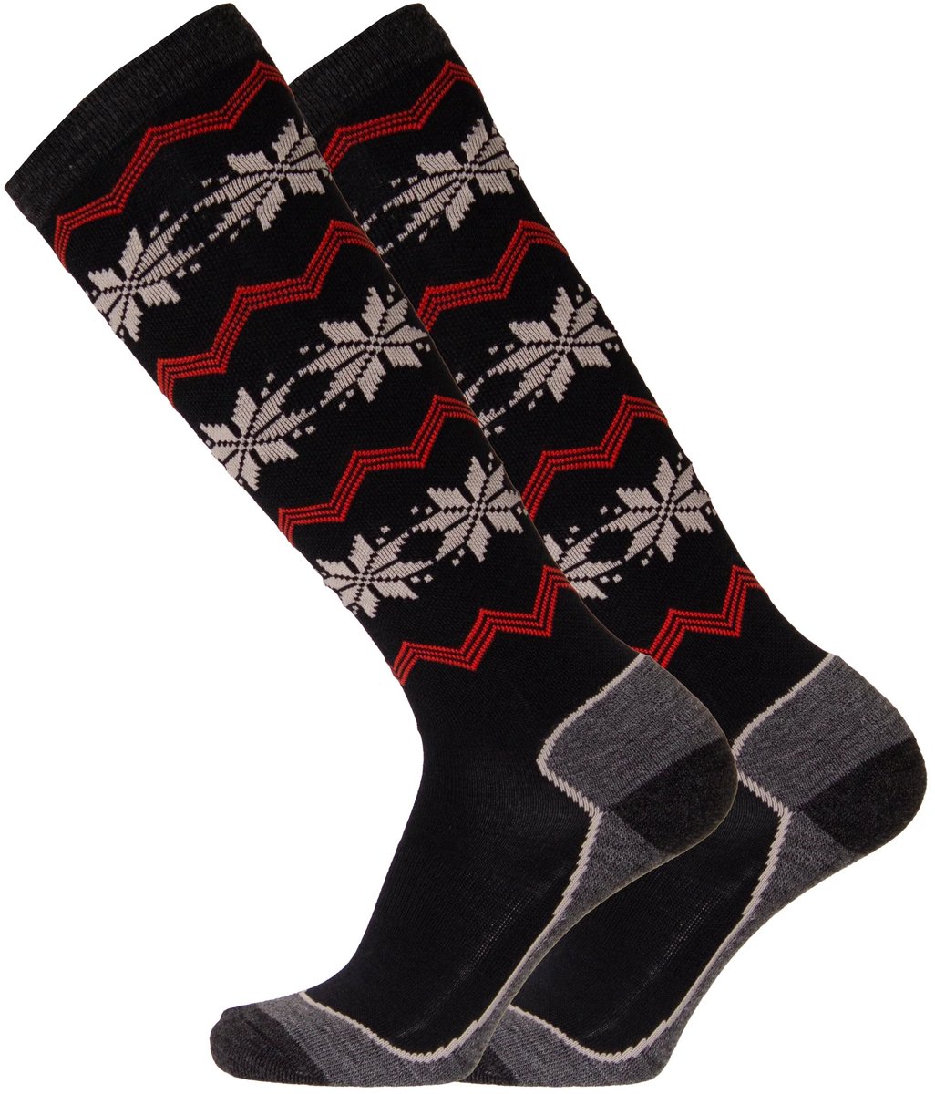 UphillSport 2-Pack Kota Merino Skisokken Dunne Schacht Drukregulerend Heren Dames – 47-50 9565 Zwart