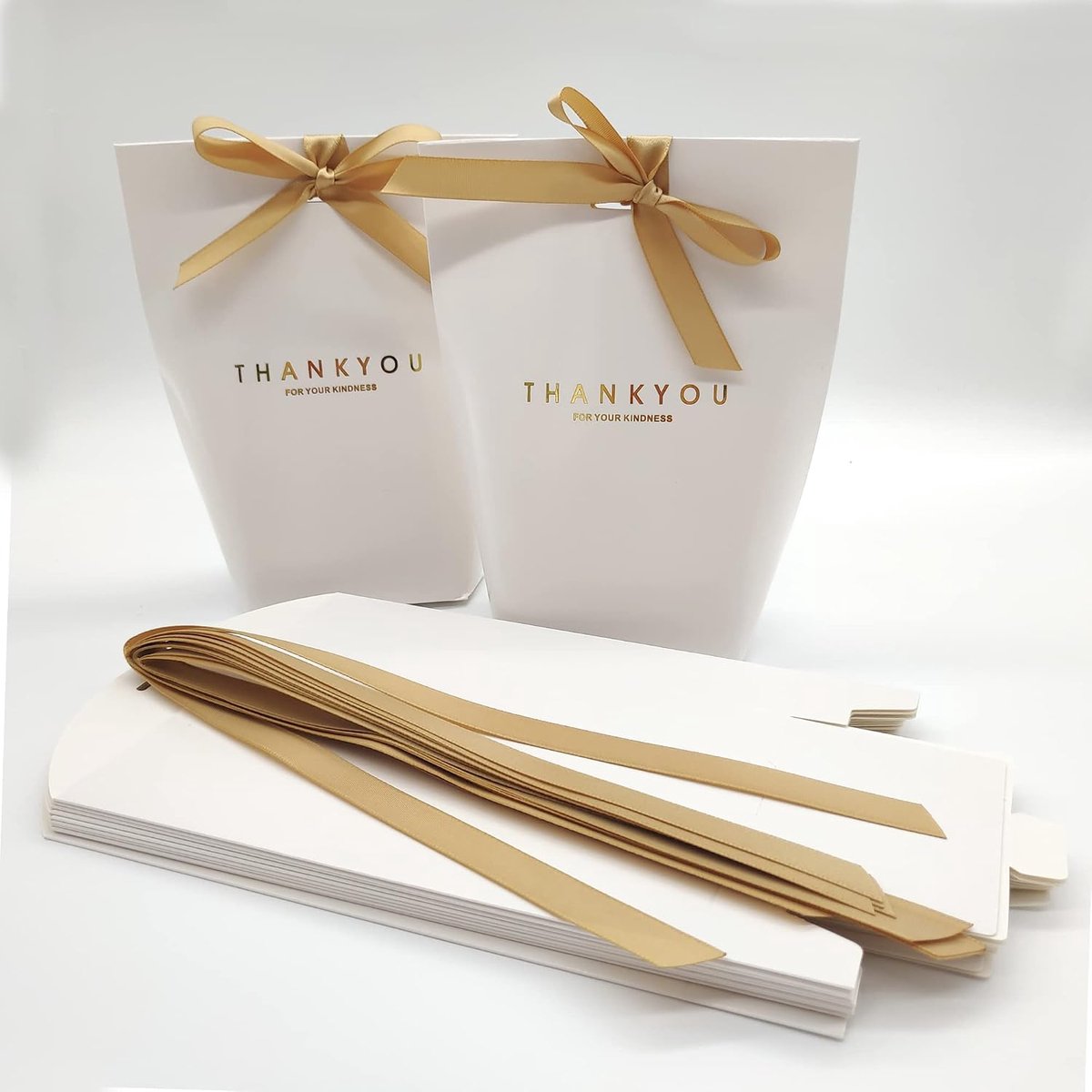 12 Pcs Papieren Zakken Gunstzakken, Kraftpapier Gunstzakken Papieren Zakken Met Handgrepen Geschenkverpakking Voor Huwelijksfeesten Snoepdoos Voor Valentijnsdag Kerstfeestdecoraties (Wit)