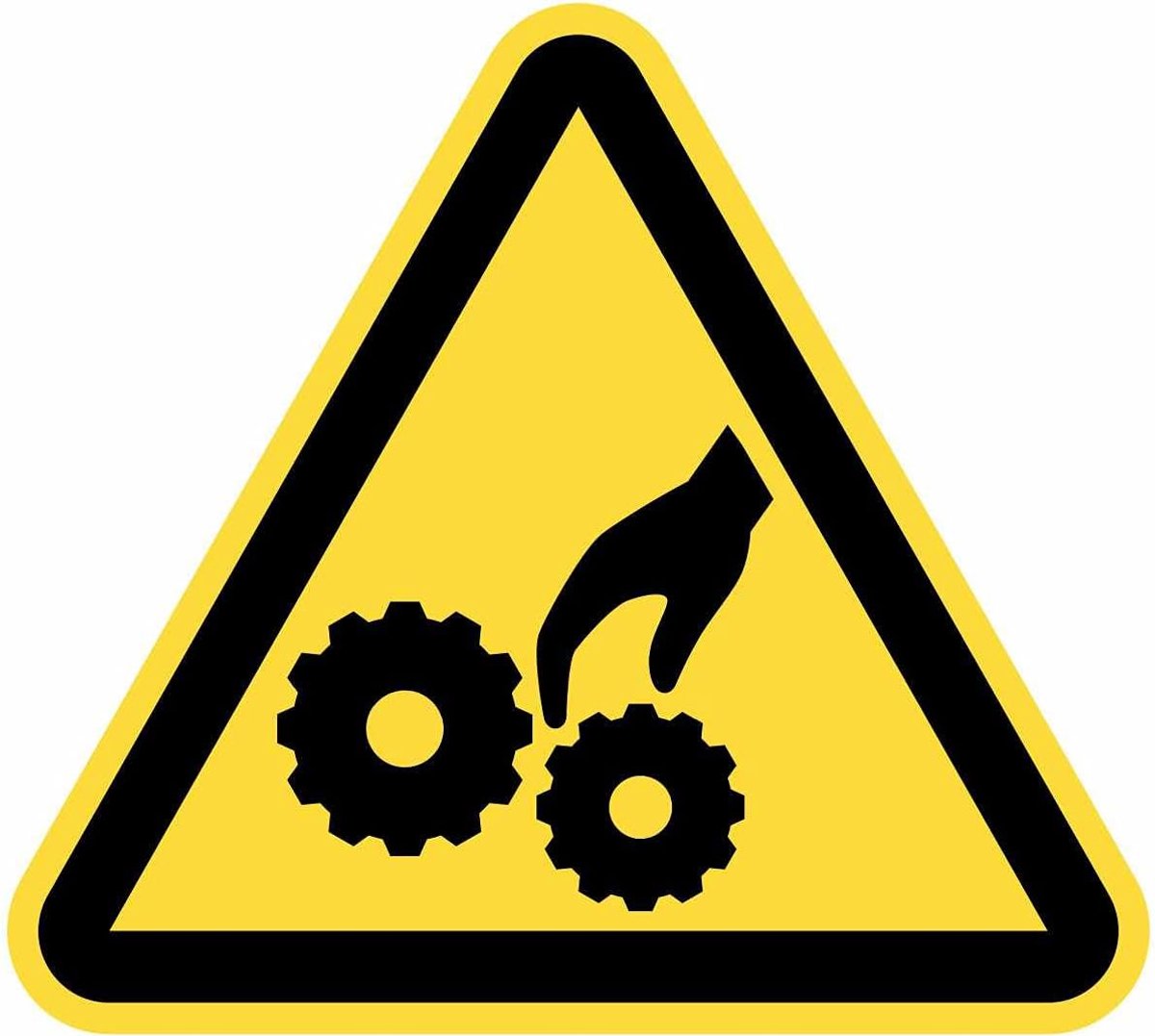 waarschuwing, gevangengevaar, 15 stuks à 4 cm, geel, driehoekige tekens (4 cm, hechting)