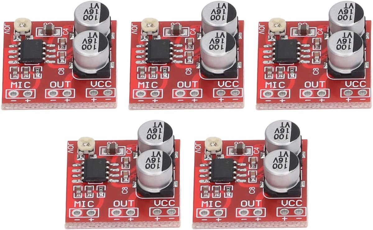 5Pcs DC 4V-12V Microfoon Versterker Module LM386 Verstelbare Gain Versterker Board voor Electret Microfoon