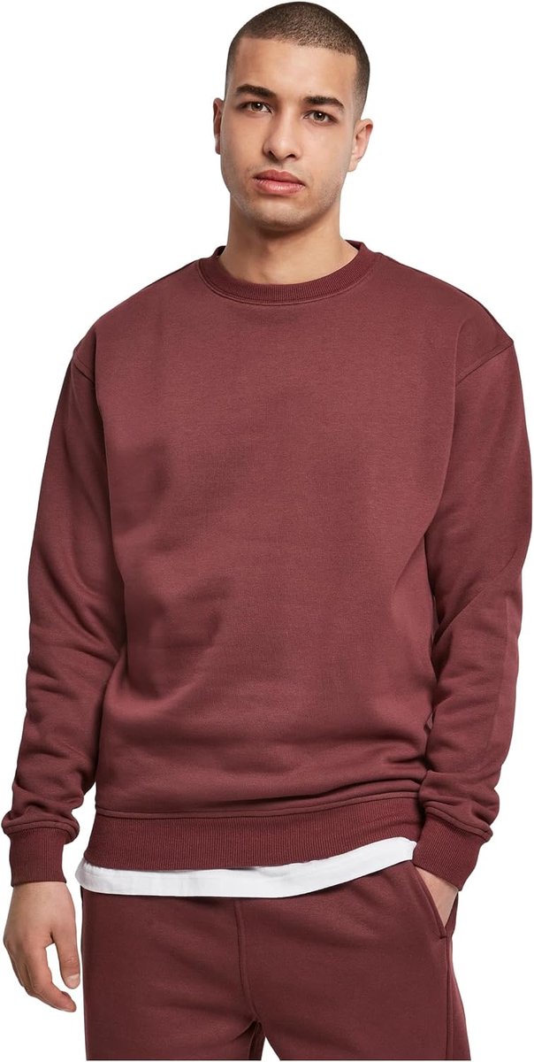 Classics Herensweatshirt met ronde hals, casual sweatshirt voor mannen, losse pasvorm, verkrijgbaar in vele kleurvarianten, maten S-5XL, rood (cherry), S
