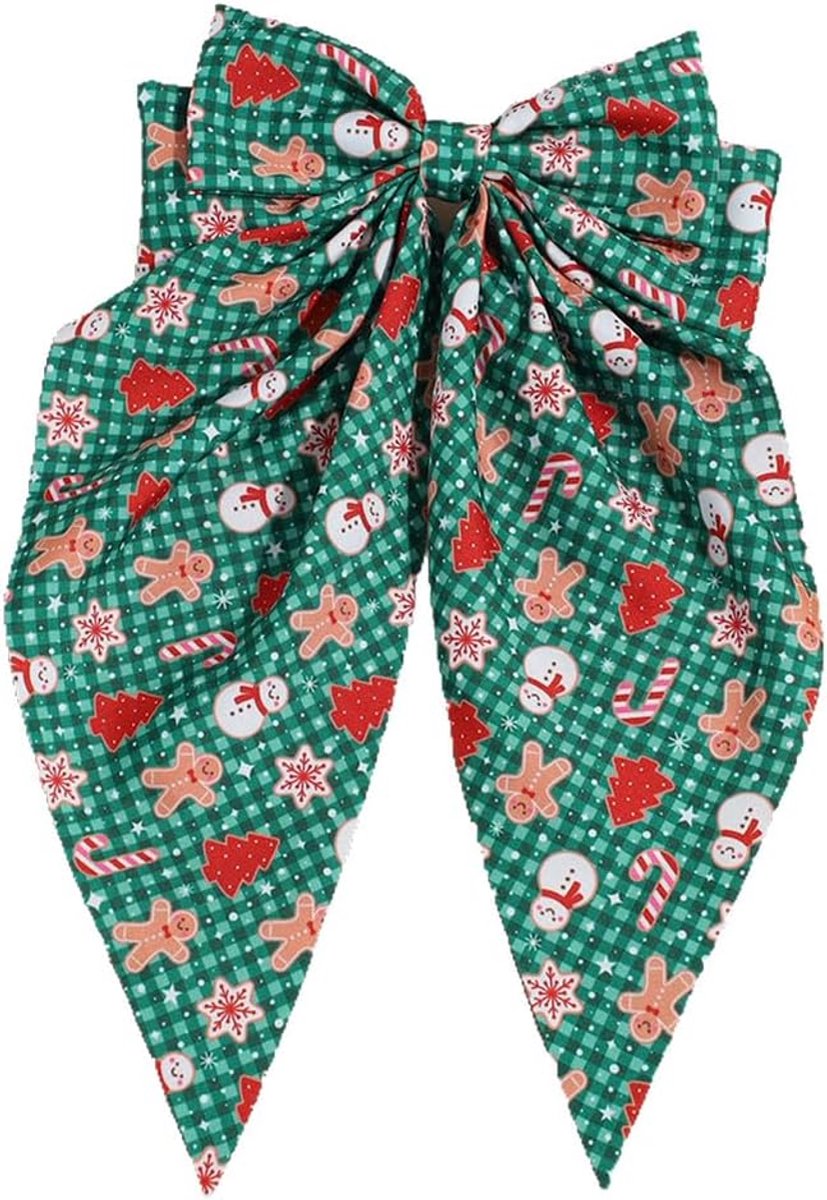 Haarsieraad voor dames met kerstboom- en sneeuwpopprint (groen)