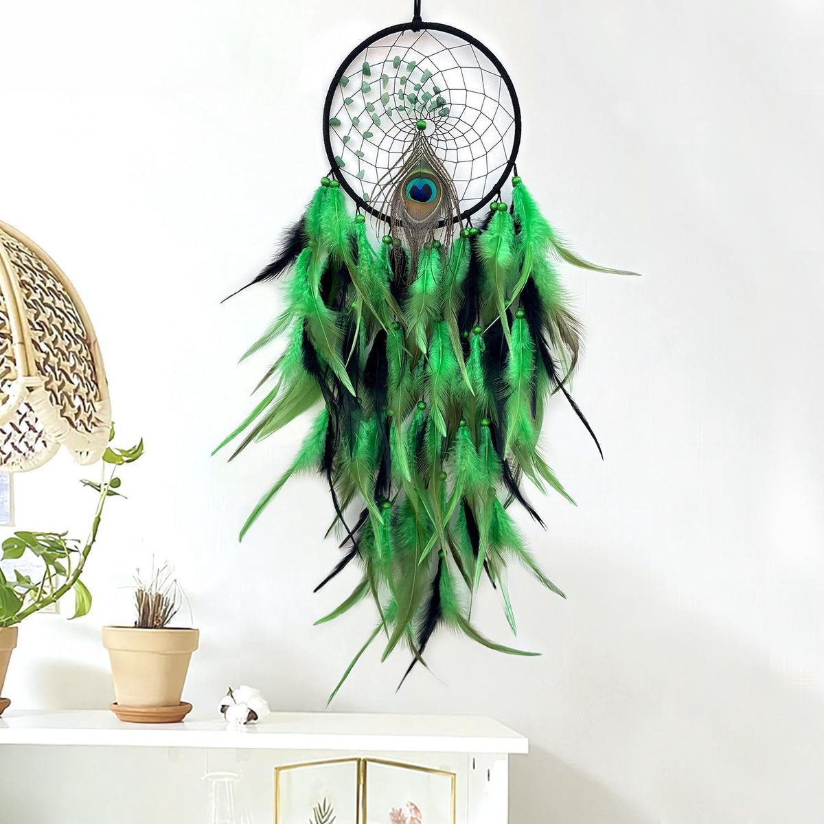 1/2 stuks, kleurrijke pauwenvacht, prachtige veren, handgemaakt met stenen, gehaakt design, voor woonkamer, slaapkamerdecoratie