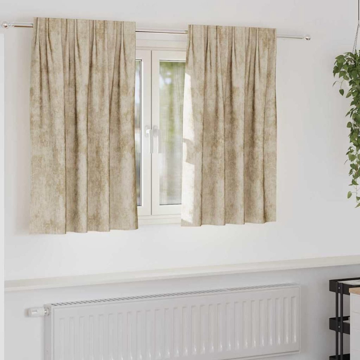 Gordijnen, 2 stuks, crème, 140 x 140 cm, verduisterende gordijnen met thermische isolatie, inkijkbescherming voor woonkamer, slaapkamer, fluwelen stof met handmatige bediening, crème