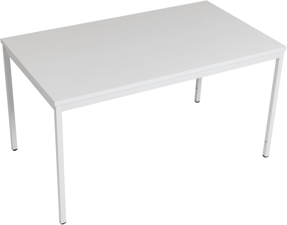 Multifunctionele Rechthoekige Tafel met dik Melamine blad, Stalen Frame en Verstelbare Poten, ideaal als Bureau, Vergadertafel, Kantoortafel, Werktafel of Eettafel | Grijs 160 x 80 x 75 cm