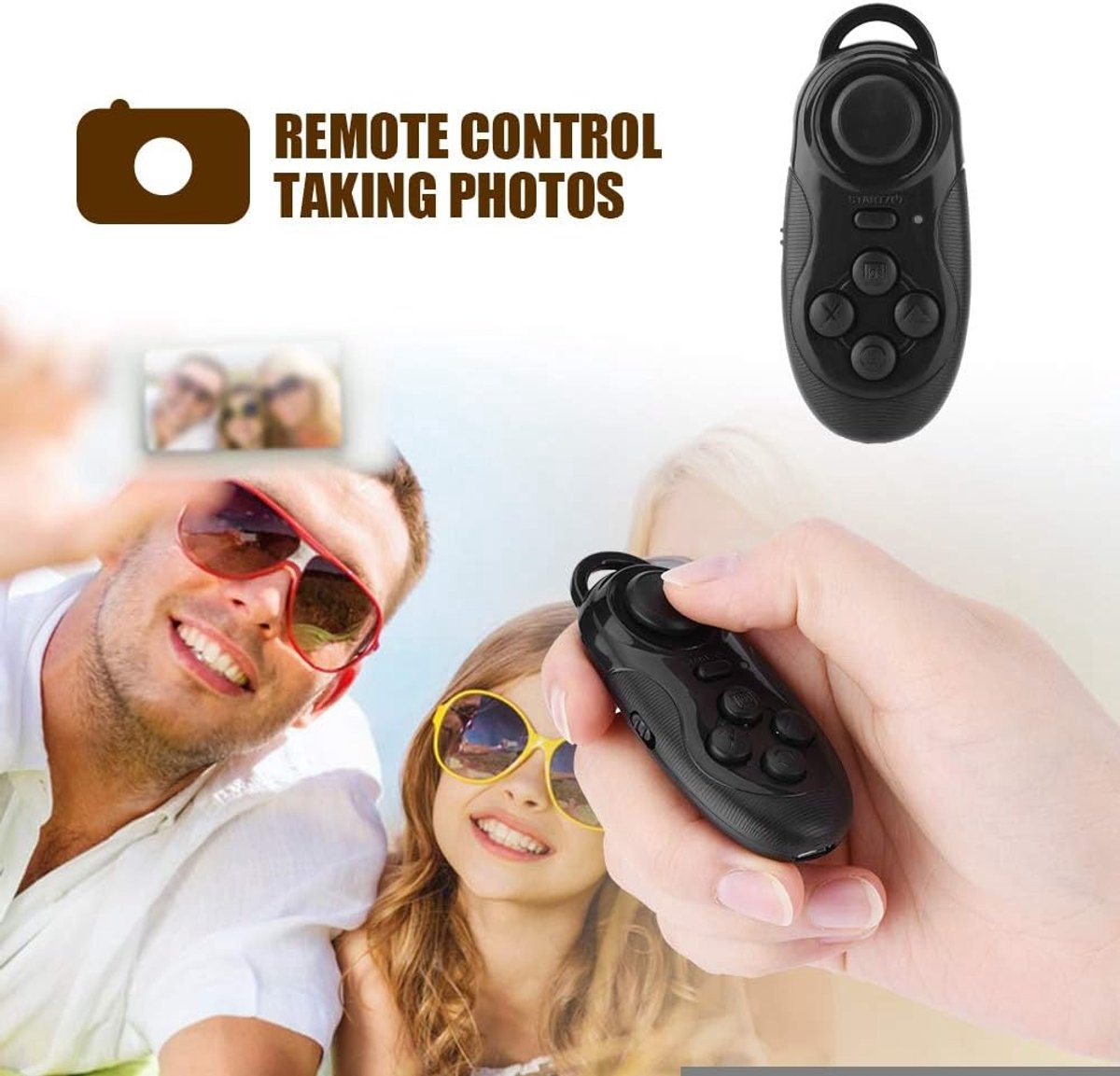 Remote Gamepad, Game Controller Joystick Selfie Timer Remote Controller, Mini Wireless Bluetooth Remote Gamepad, Pocket Selfie Remote Shutter Mouse Voor iOS Android Smartphone Telefoon TV