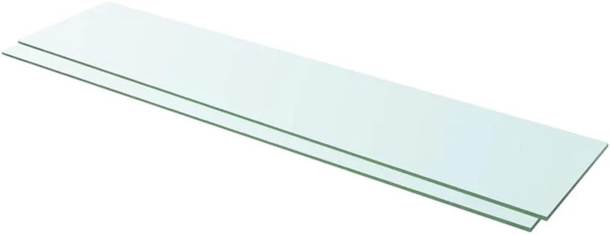 Legplanken, 2 stuks, transparant, 110 x 25 cm, voor lamellenwand, stabiele hardglasplaat met 15 kg draagkracht voor moderne wanddecoratie en opslag