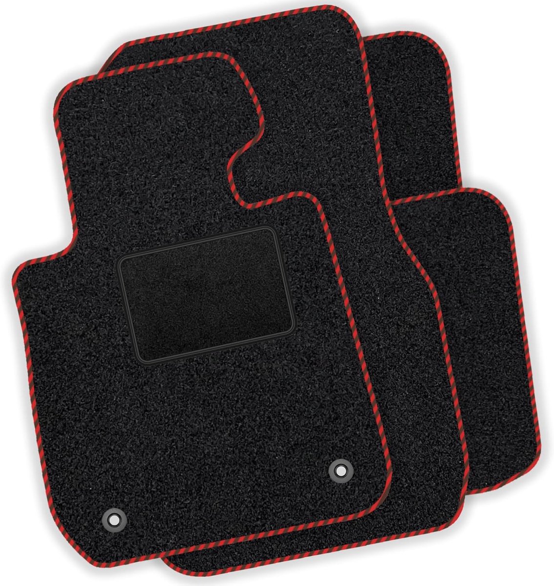 Vloermatten auto - velours automatten geschikt voor Smart ForFour I 2004-2006 - 4-delige set - zwarte automatten met rode siernaden