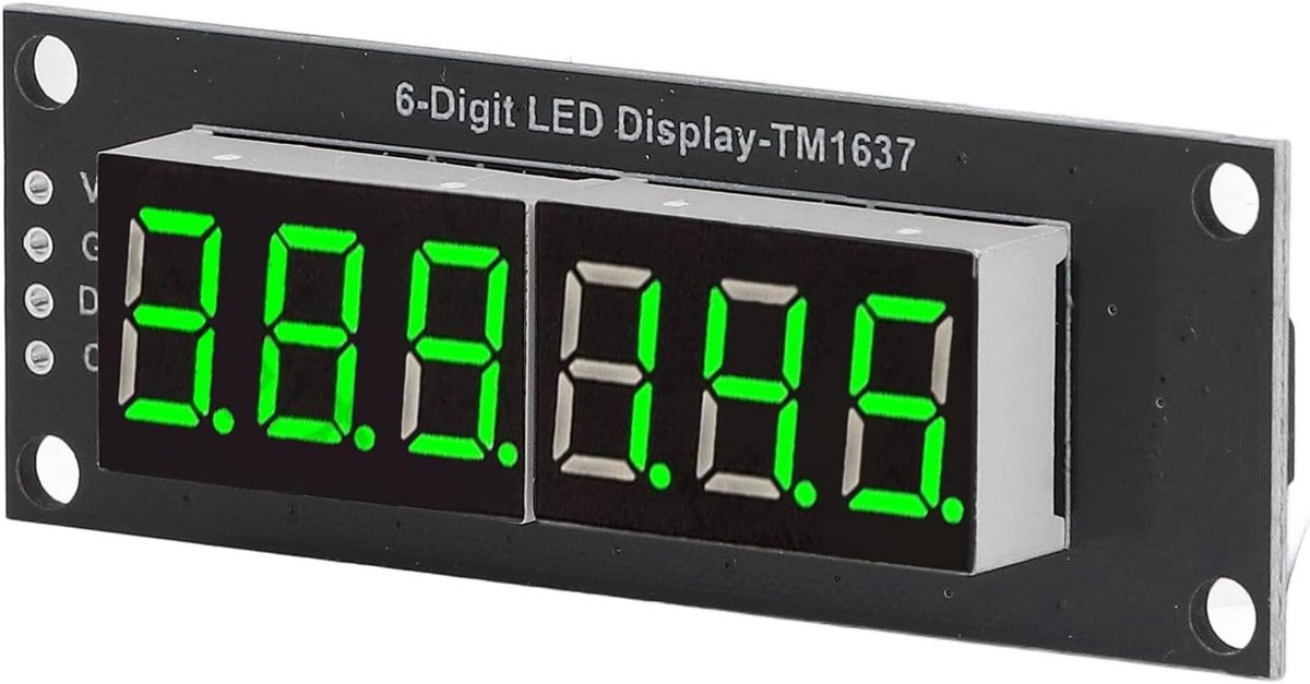 LED-klok 6 Bit 7 Segment TM1637 Clock Display Tube Module 5V