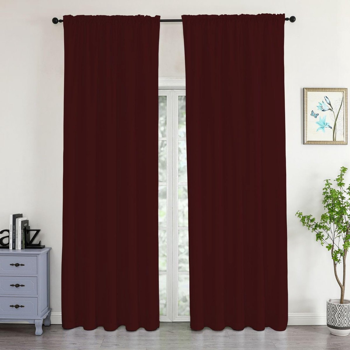 Gordijn Bordeaux 140 x 245 cm ondoorzichtig met lint schuifgordijn