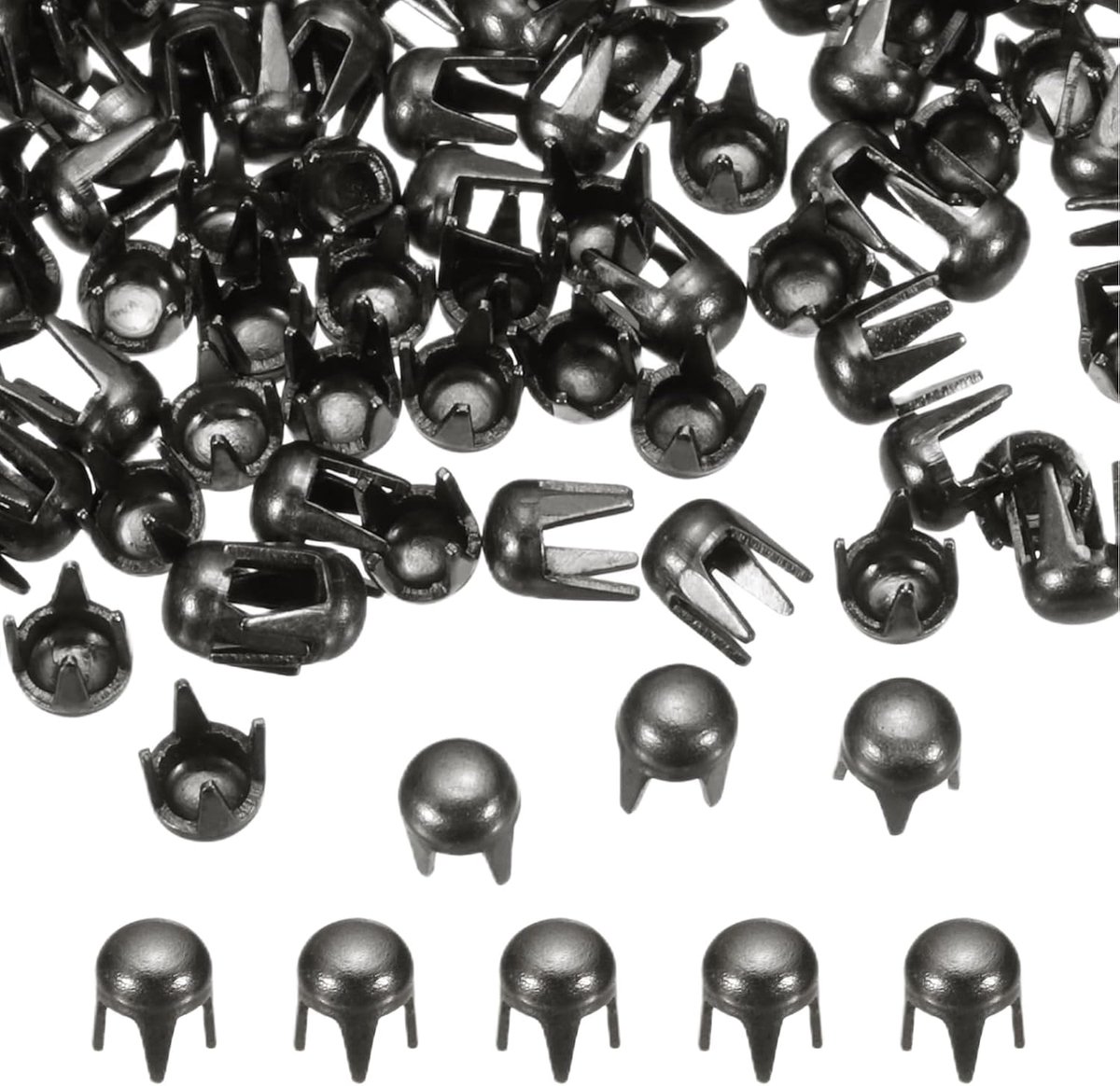 2 mm ronde koepelklinknagel, 180 stuks metalen 4 klauw spikes spot stud punk rock klinknagel spijkerkop voor doe-het-zelf lederen knutselen voor decor reparatie kleding riemen tassen schoenen