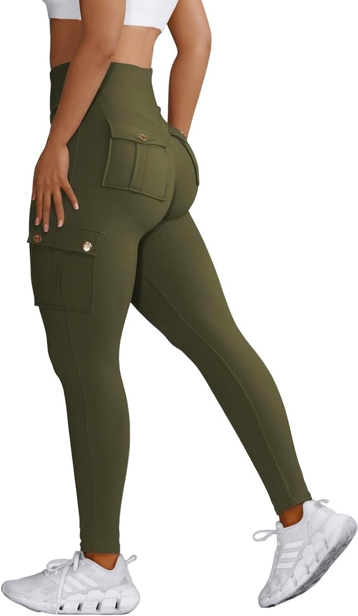 Sportlegging voor dames, hoge taille, zakken, elastisch, joggen, hardlopen, gym, fitness, yoga, vrijetijdsbroek