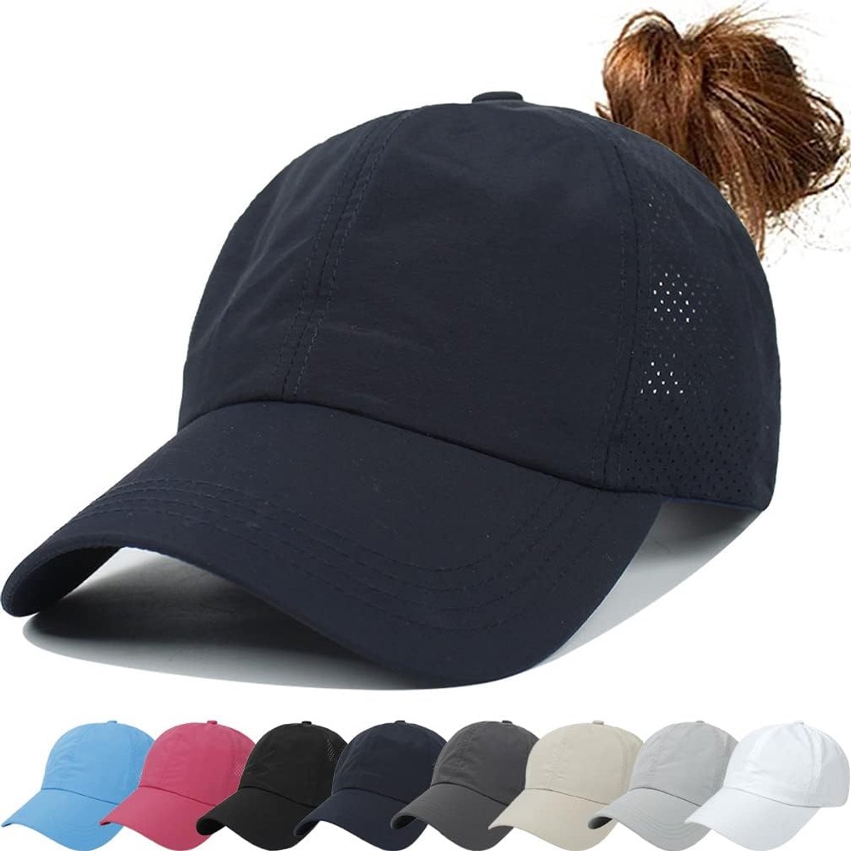 Paardenstaart Cap Baseball Cap Unisex Verstelbare Honkbalpet Dames Zomer Verstelbaar Sneldrogend Mesh Ademend Honkbalpet