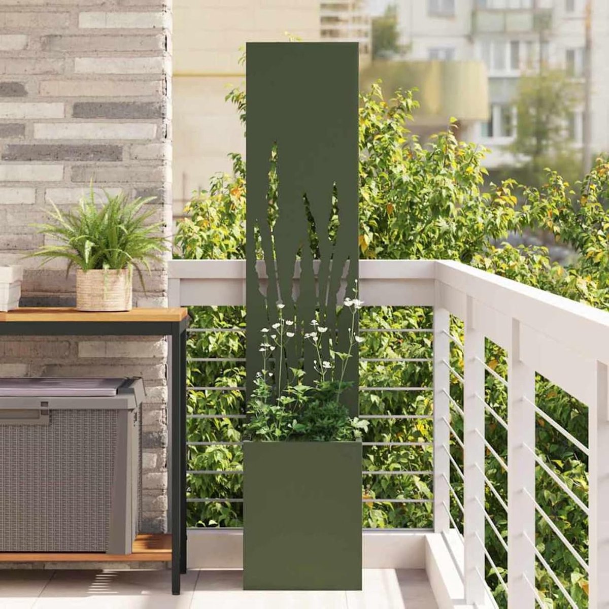 Tuin zichtwerend doek olijfgroen 32 x 140 cm, elegante zichtwerende elementen tuindecoratie muur voor balkon zwembad entree en hotel 876395