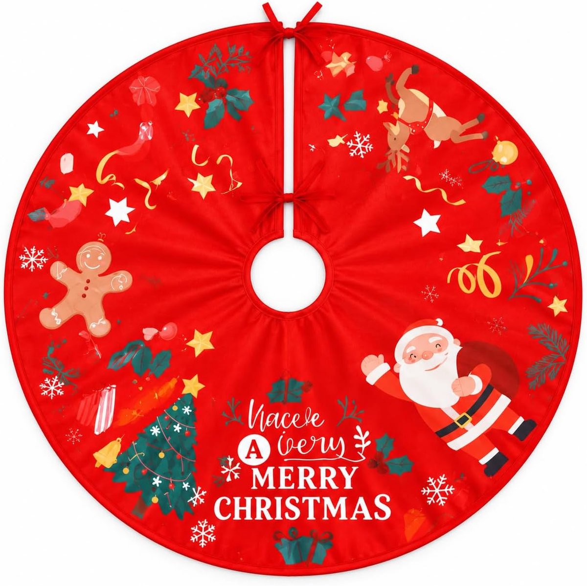 90 cm rood met kerstman en rendier
