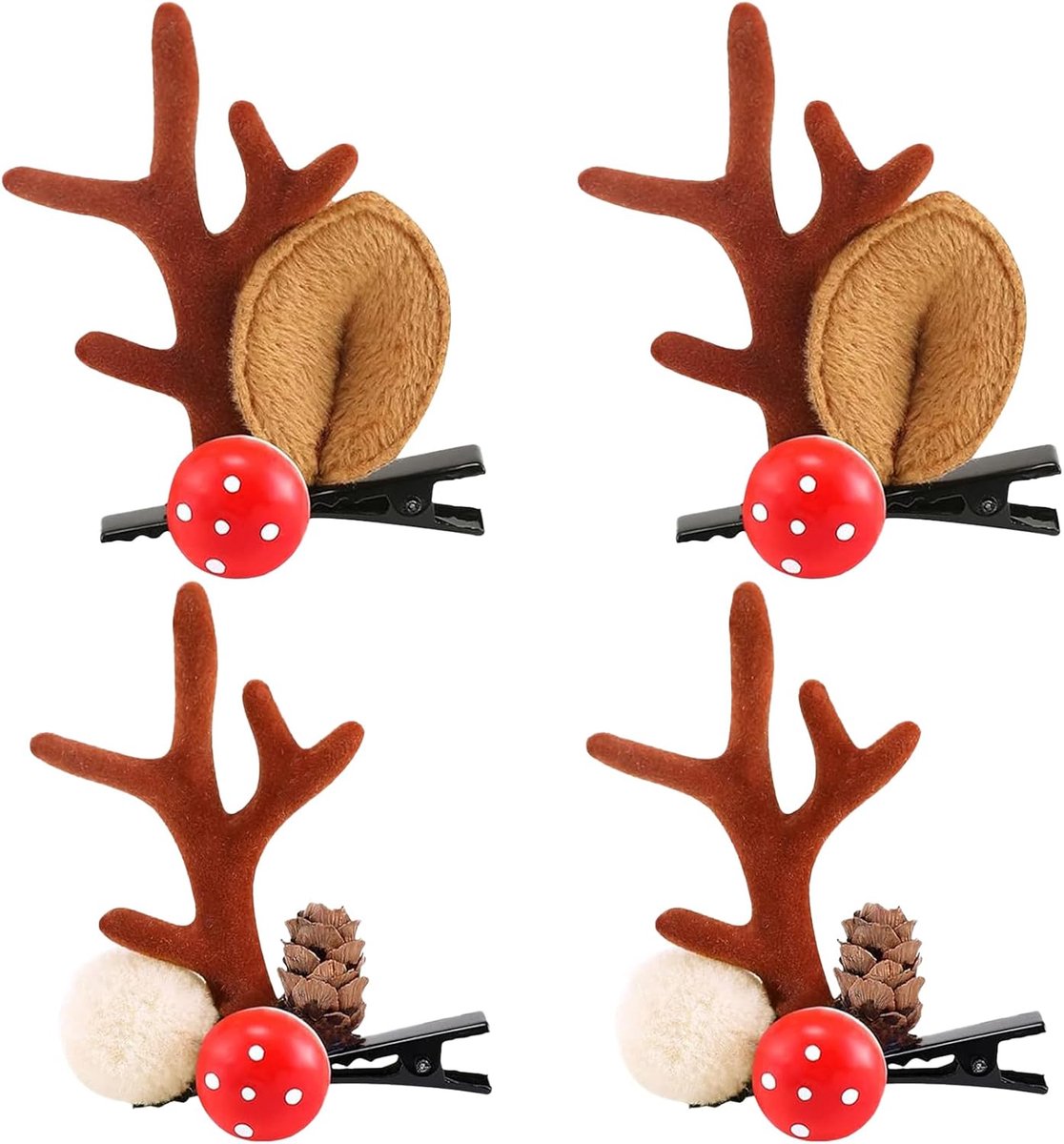 Haarspelden, haarspelden met hertengewei, accessoires voor kersthaar, rendierhaarspelden, kersthaarspelden voor dames (B)