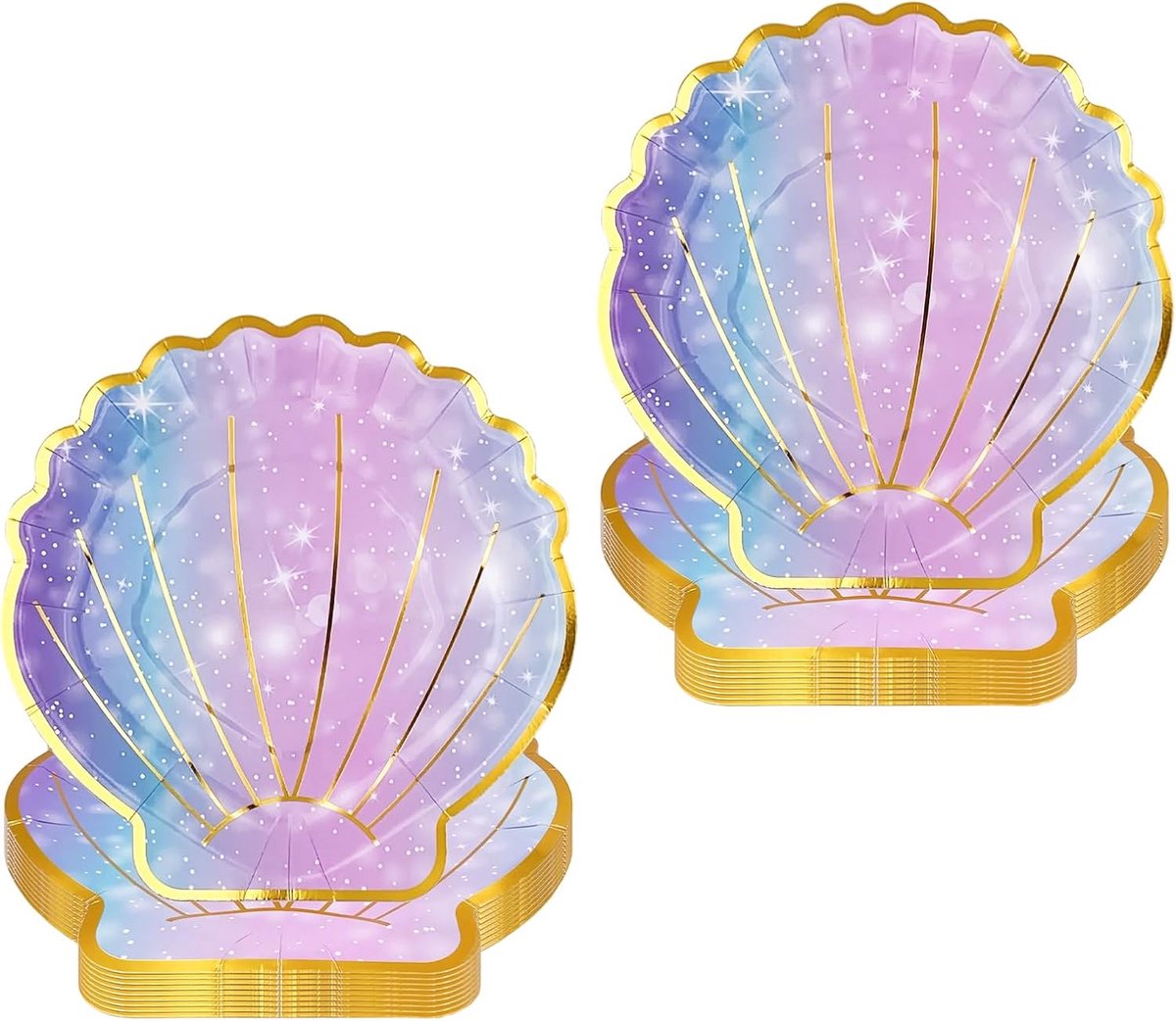 20 stuks papieren borden, pastel, 23 × 22,5 cm, papieren borden, verjaardag, kleurrijke schelpvorm, feestserviesset, lichtkleurenserie, strandfeest, servies, voor verjaardag, zeethemafeest