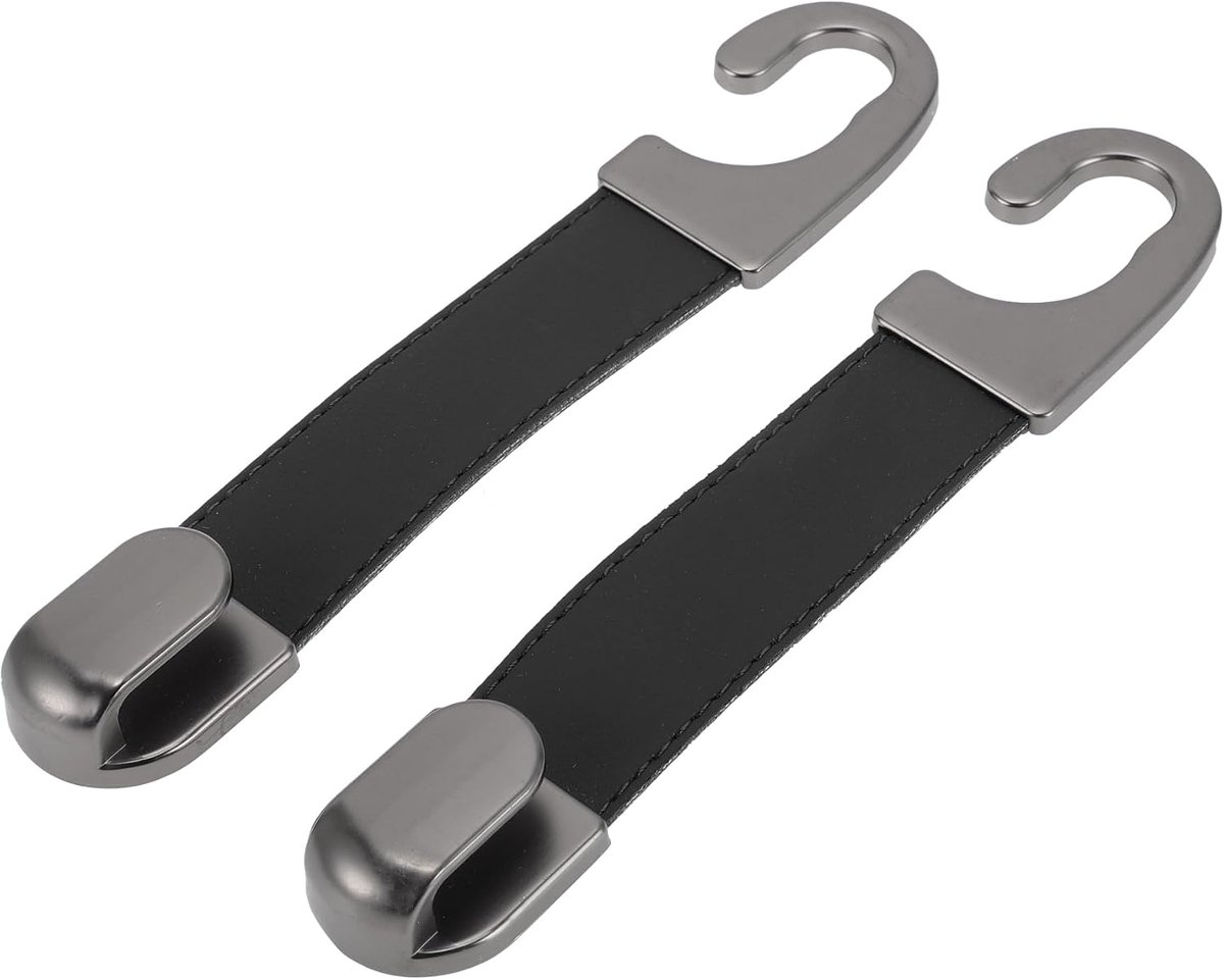 Hoofdsteun haak interieur accessoires voor de meeste auto's, SUV, vrachtwagen autostoel rugleuning organizer haken kunstleer metaal zwart 6.75"x1.2"