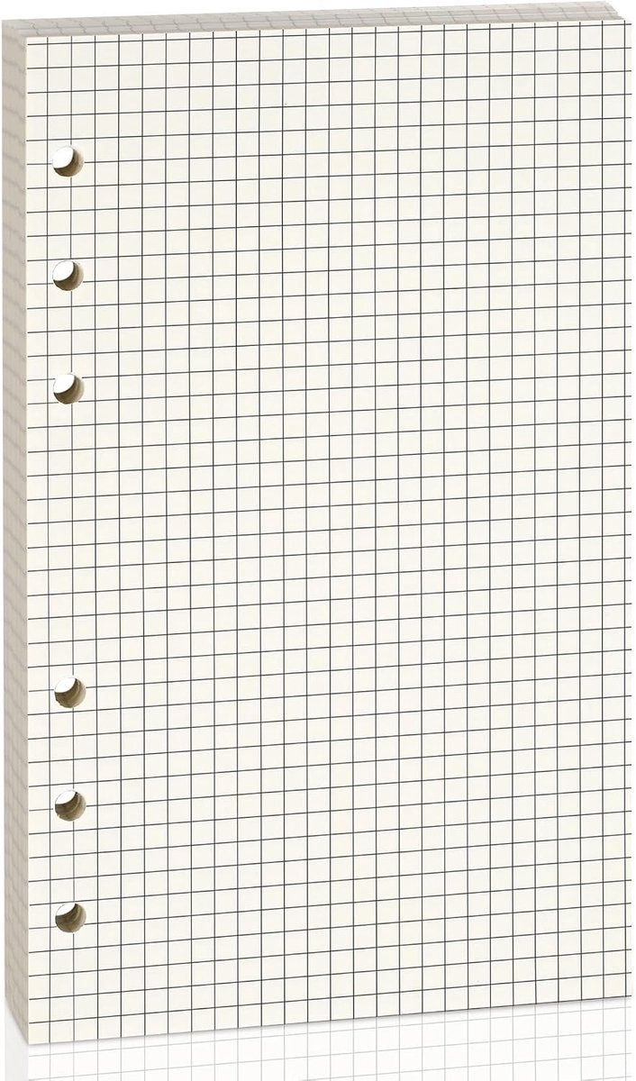 6-gaats raster navulpapier - 80 vellen, 1 pak, losse blad planner inserts voor A6 6-ring mappen & notitieboeken - Vulpenvriendelijk - Dubbelzijdig, geen doorlopen.