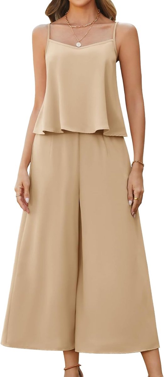 Dames zomer elegant vloeiend broekpak set tank top elastische taille brede broek met zakken vrijetijdspak 2-delig outfits