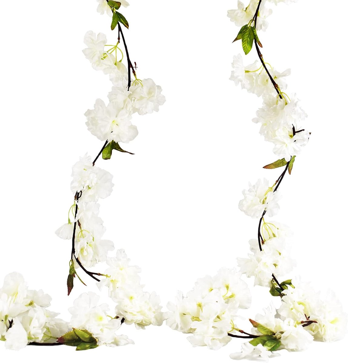Kunstzijden kersenbloesem, slinger, hangende wijnstokken, slinger, kunstzijden bloemen, hangende rotan, namaakbloemen, voor bruiloft, huis, tuin, feest, wanddecoratie, 2 stuks