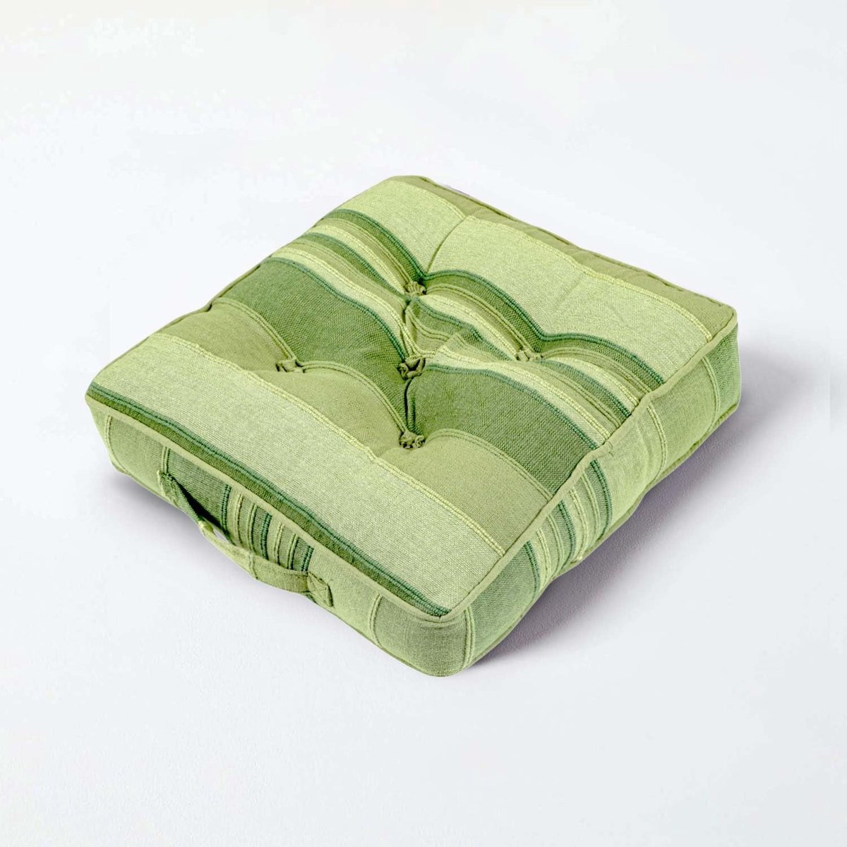 Marokko Gestreept 100% Katoen Vloerkussen Groen 40 x 40 x 8 cm Vierkant Indoor Tuin Eetkamerstoel Booster Zitkussen
