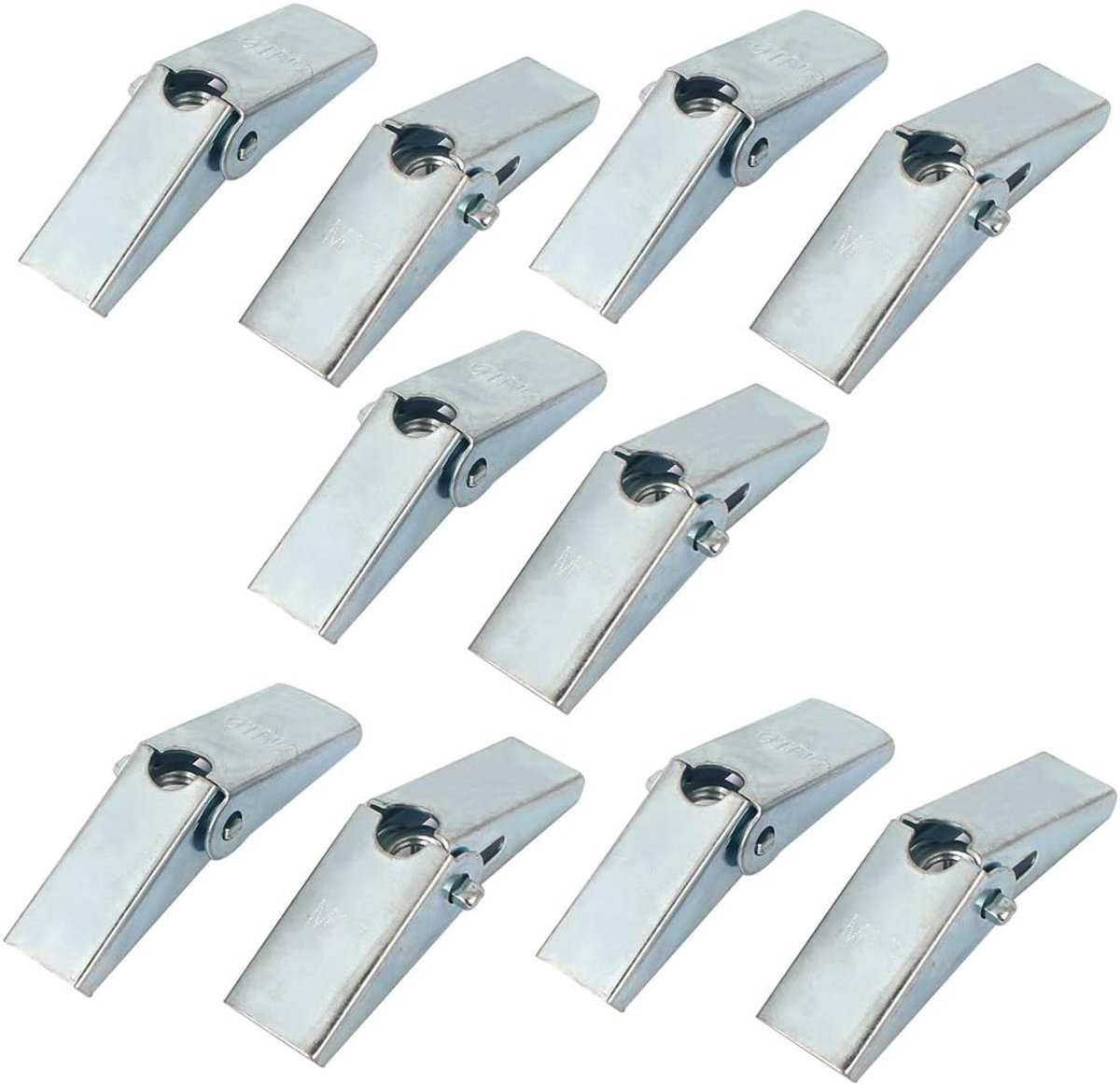 uxcell a16040100ux0376 Toggle 74mm Lengte M10 Schroefdraad Lente Geladen Holle Muur Anker Wing Noten 10 Stks, Zilver Toon
