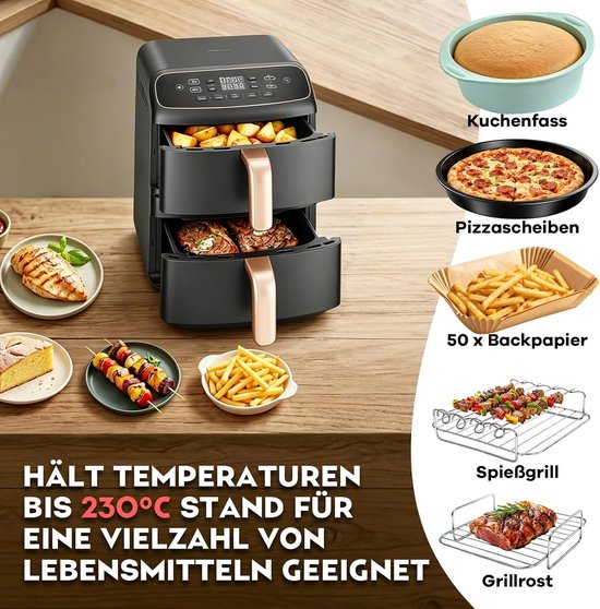 Accessoires voor Cosori Turbo Tower Compact 8,6 l Double Stack Airfryer, Airfryer siliconen vorm accessoires voor Cosori 8,6 l Air Fryer siliconen inzetstuk, BPA-vrij — afbeelding 3