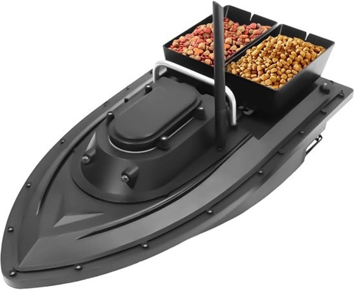 RC Voerboot - Afstandsbestuurbare Boot - Vissen Ondersteunen - Dubbele Voerbakken - 300m Bereik - Zwart