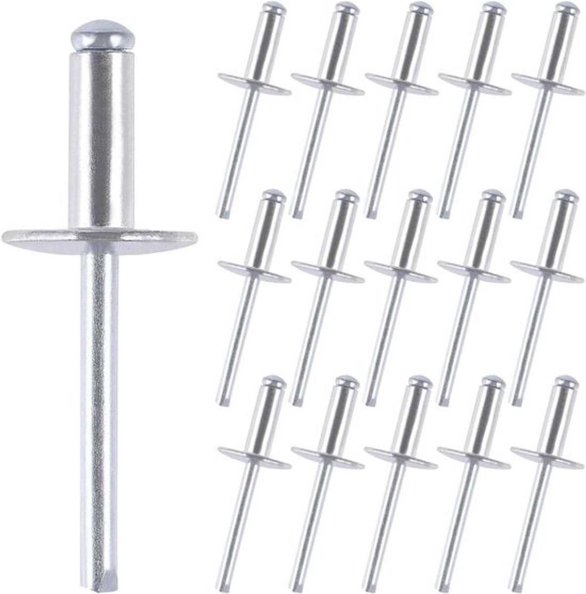 150x Popnagels Aluminium 4.8x20mm - Blindklinknagels met Grote Flens voor Metaal, Kunststof en Hout