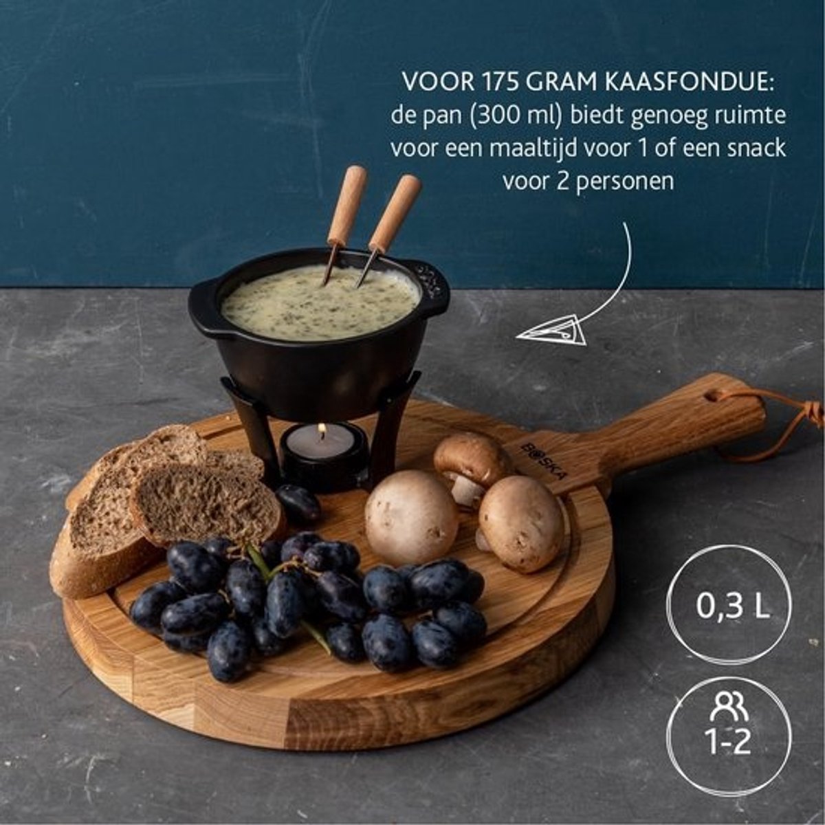 Fondue Set Mini voor Kaas en Sauzen - 300ml - Afwasmachinebestendige Fondue Pot — cadeau in Kookcadeaus - foto 2
