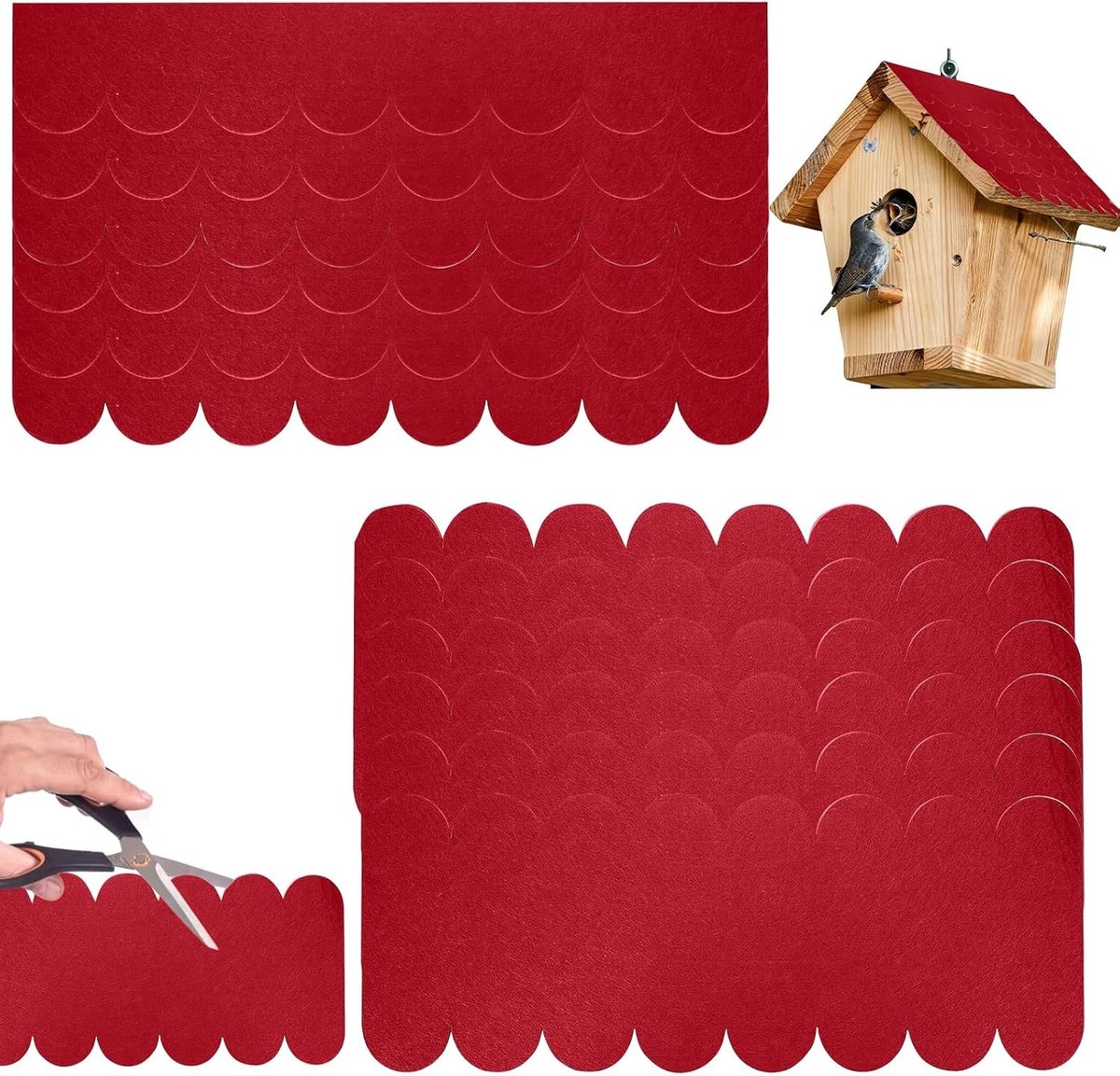 Set van 20 Zelfklevende Dakshingles voor Vogelhuisjes en Poppenhuisaccessoires - Weerbestendig, Waterdicht en Scheurvast (Rood)