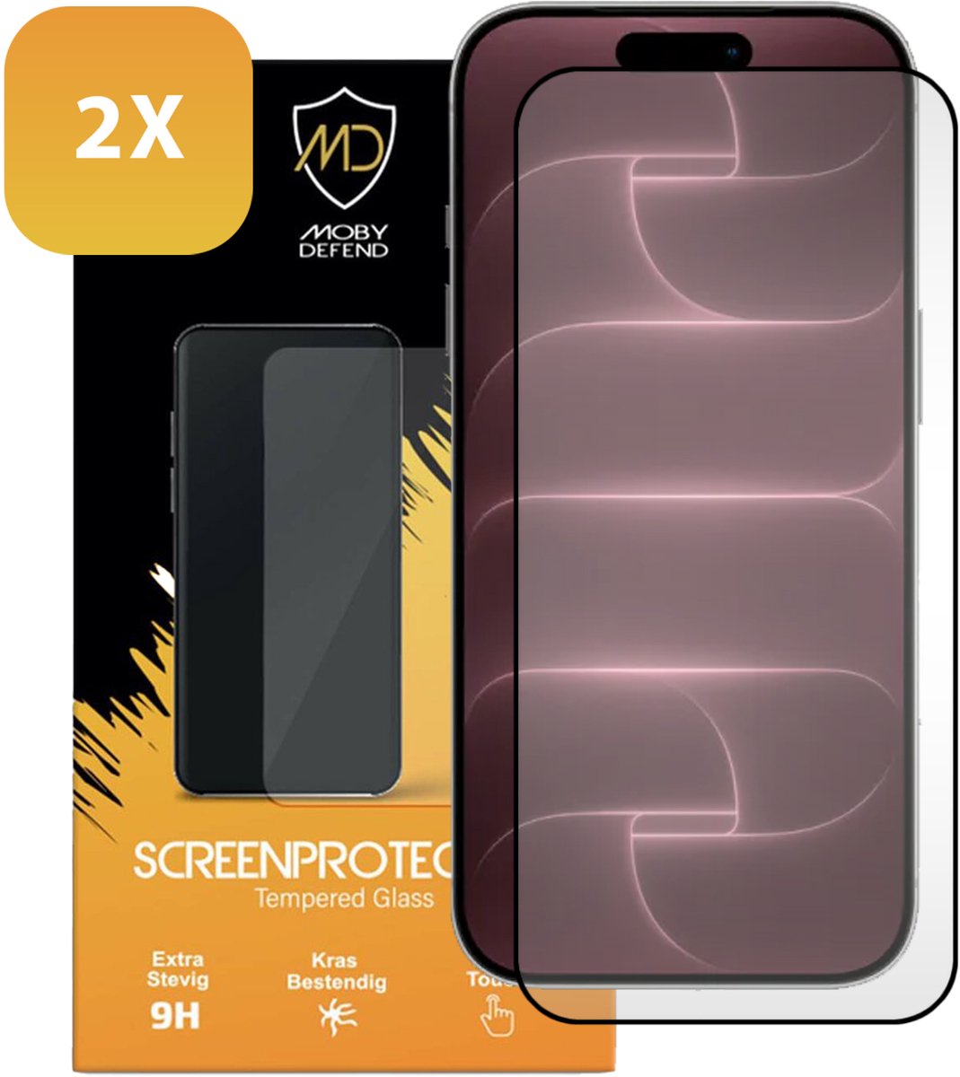 2-Pack MobyDefend Screenprotectors - Geschikt voor iPhone 18 Pro Max - Screensavers Met Zwarte Randen - Gehard Glas