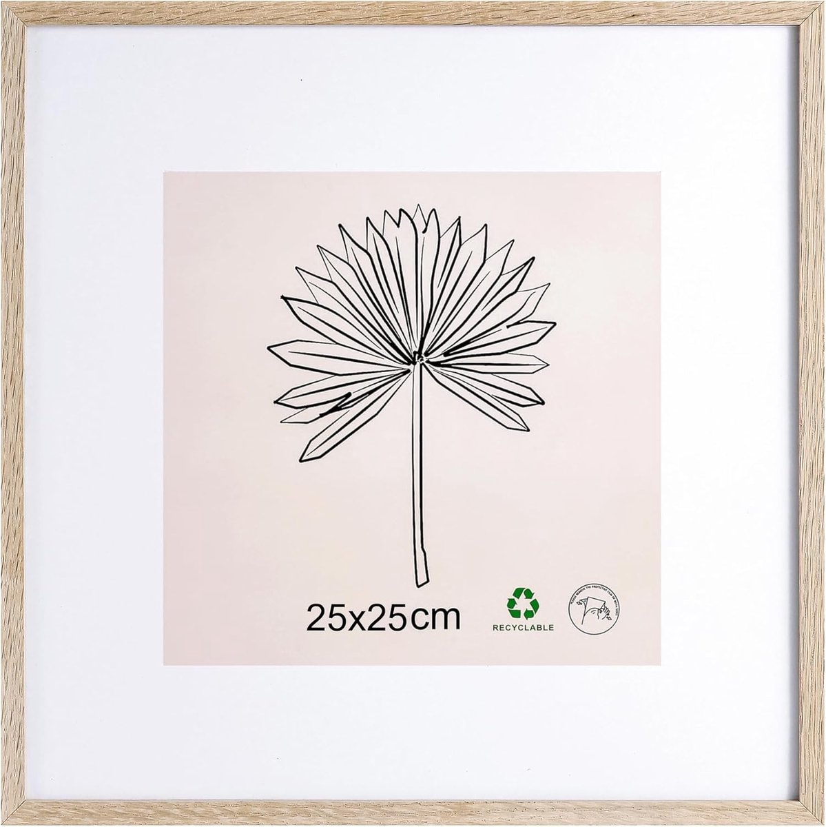 25 x 25 cm met passe-partout fotolijst hout met acrylglas om verticaal of horizontaal op te hangen fotolijst voor foto's, posters, puzzels/1-delige set