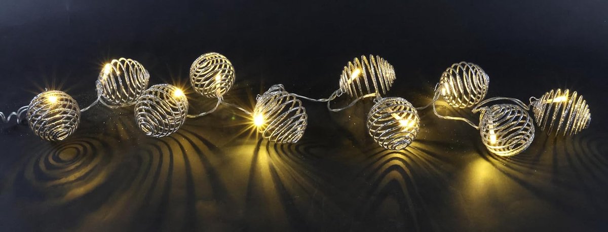 lichtketting, 1 meter, 10 leds, warm wit, lampion, zilver, voor binnen, kamer, decoratie, op batterijen, kerstdecoratie, slinger, ketting, lichtslinger