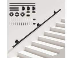 Leuningen voor trappen, Sunowl 2 m trapleuning binnen buiten, veiligheid wandgemonteerde handrails antislip industriële smeedijzeren leuning leuning, corrosiebestendige, slijtvaste trapleuning