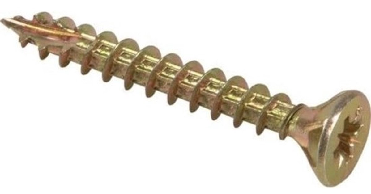 Spaanplaatschroeven - Verzinkkop schroeven - Hout bevestigen - Dubbele schroefdraad - 4 x 30 mm - Geel verzinkt