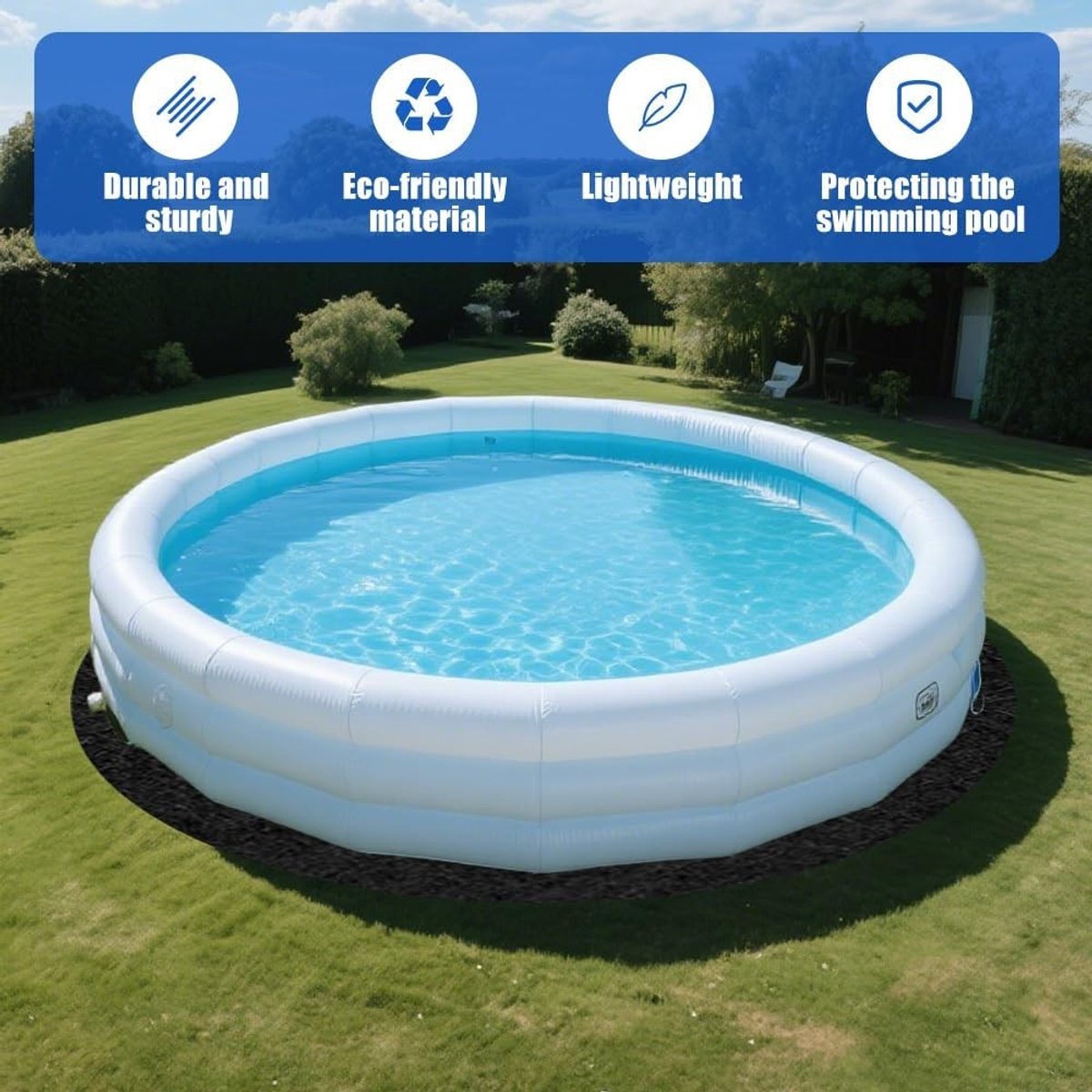 Ronde antislip ondergrond voor buitenzwembaden, voorgestanst grondzeil voor zwembaden en whirlpools, verlengt levensduur van de hoes, ideaal voor buitengebruik, diameter 305 cm