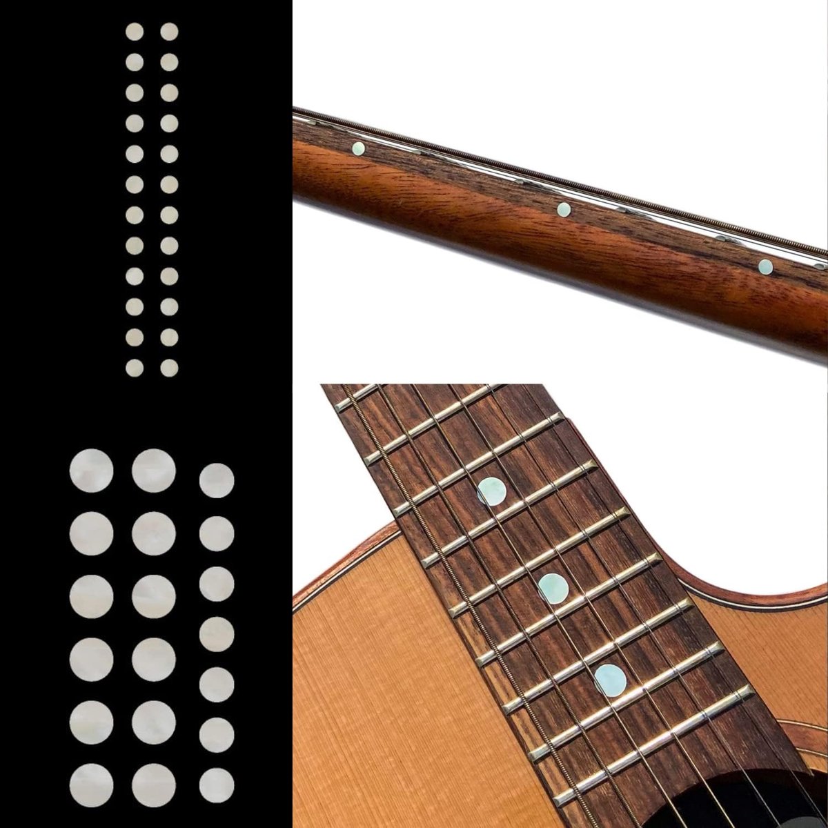 Inlay Sticker Fret Markers voor gitaren en bas - Custom Dots Set - White Pearl F-085CD-WT-AZ